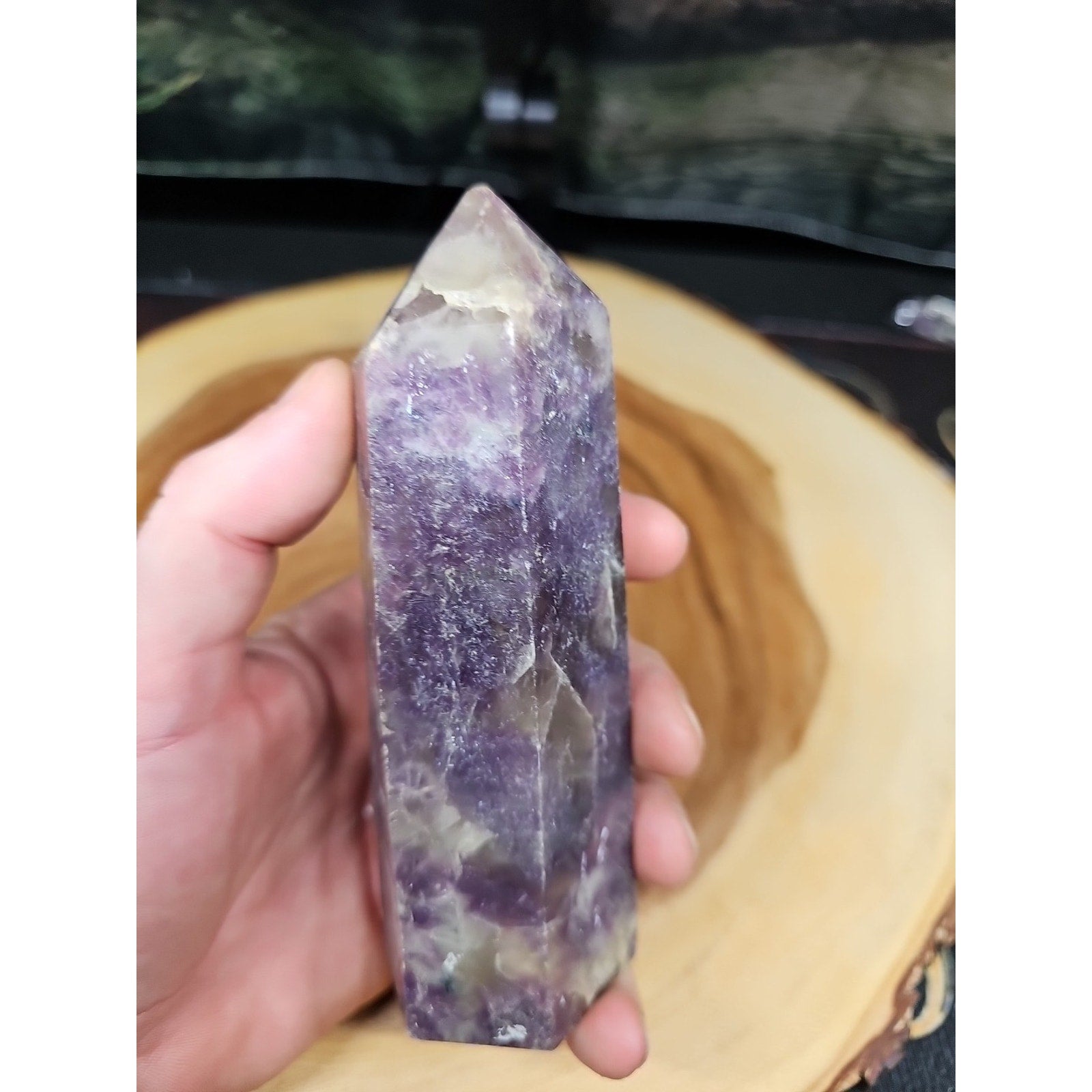 1ea Natural Purple Mica Lepidolite Crystal Point Tower Africa 479g