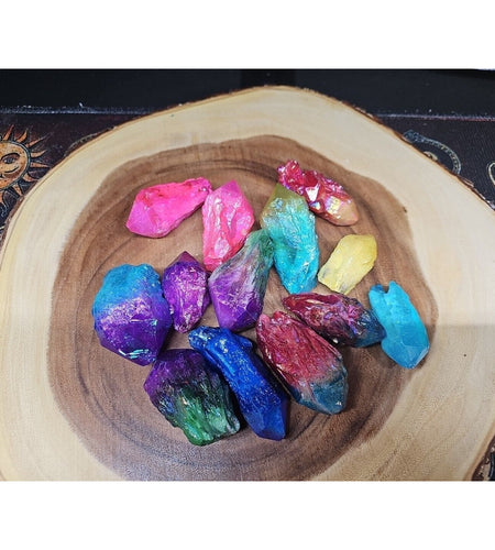 1.80LB 13Pcs Rainbow Aqua Aura Quartz Crystal Cluster Points Titanium Coating