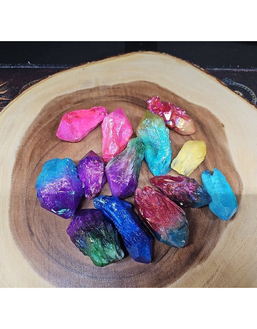 Load image into Gallery viewer, 1.80LB 13Pcs Rainbow Aqua Aura Quartz Crystal Cluster Points Titanium Coating

