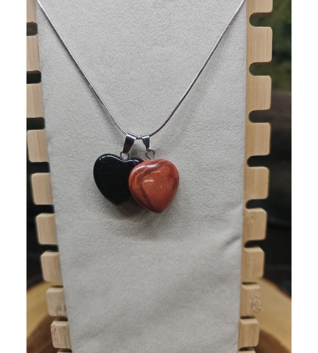 Pendant Necklace 16in Silver Chain Agate Heart