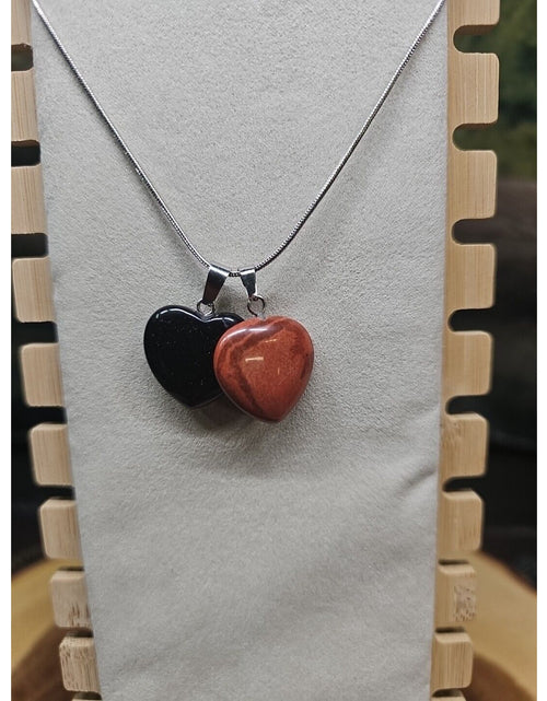 Load image into Gallery viewer, Pendant Necklace 16in Silver Chain Agate Heart
