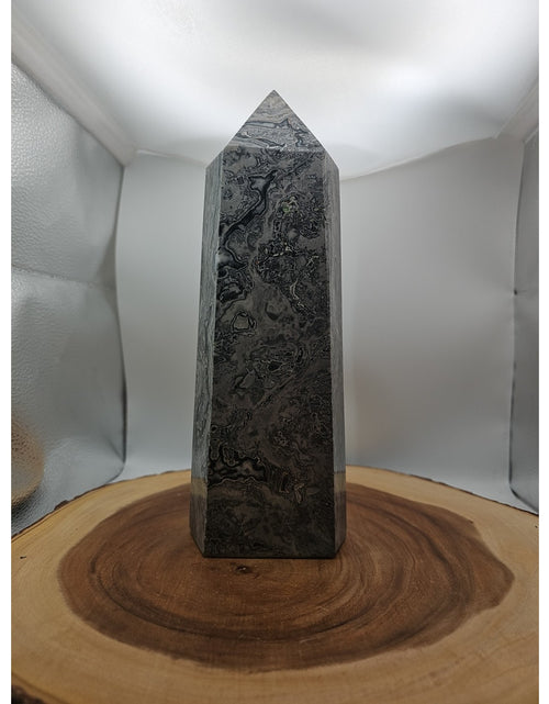 Load image into Gallery viewer, 8.14lb Gray Crazy Lace &amp; Shell Stone Jasper Crystal Tower
