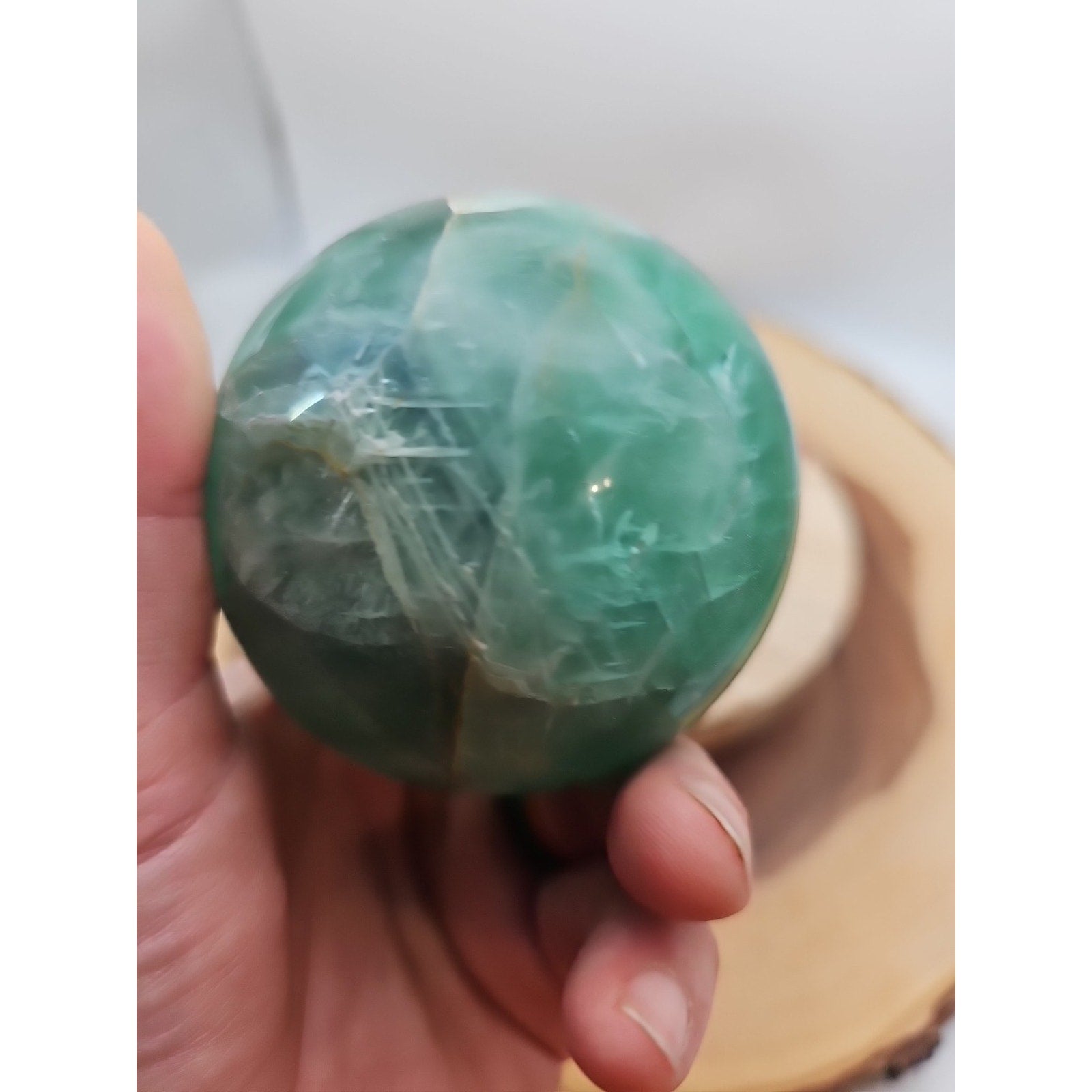 1.59lb Natural Rainbow Fluorite Quartz Crystal Sphere Ball Polished