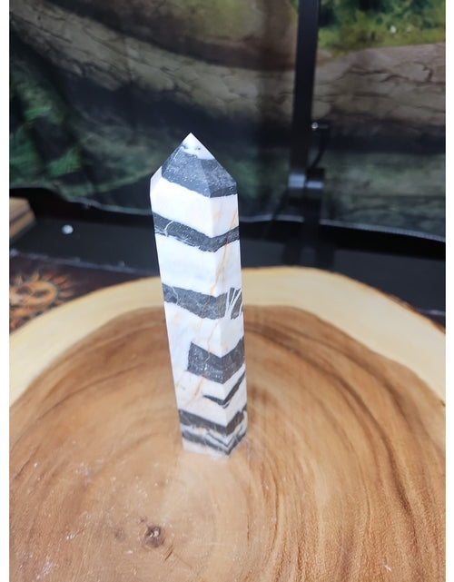 Load image into Gallery viewer, Zebra Stone Tower 341g 6in Tall
