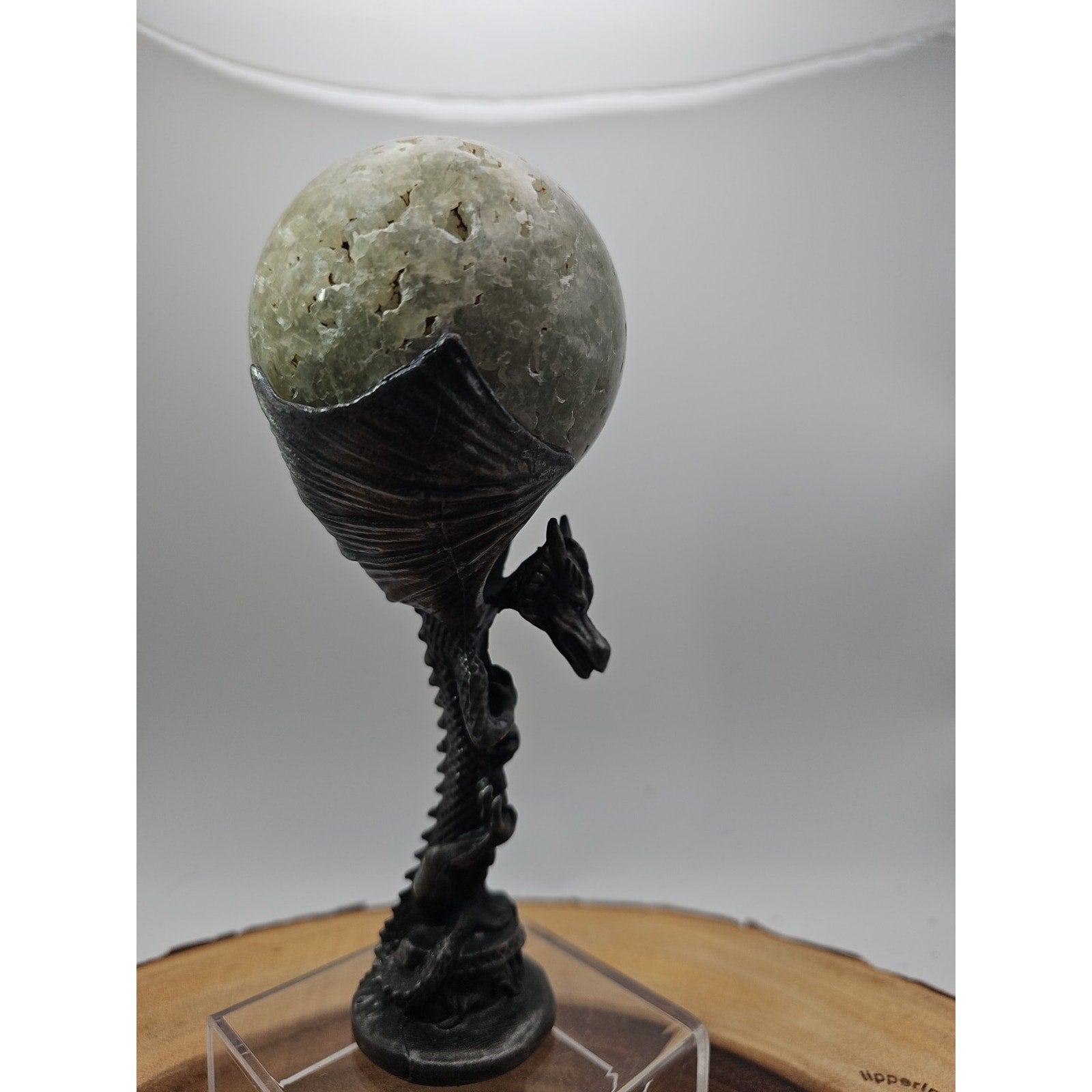 1lb 70mm Green Quartz W/Dragon Stand