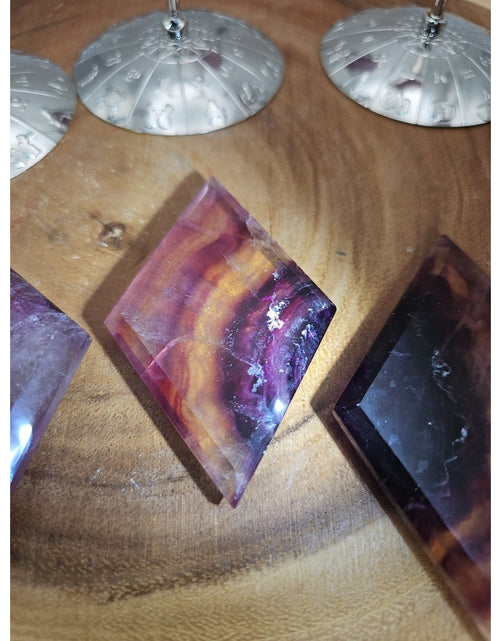 Load image into Gallery viewer, 1 Each Natural Rainbow Fluorite Diamond W/ Zodiac stand
