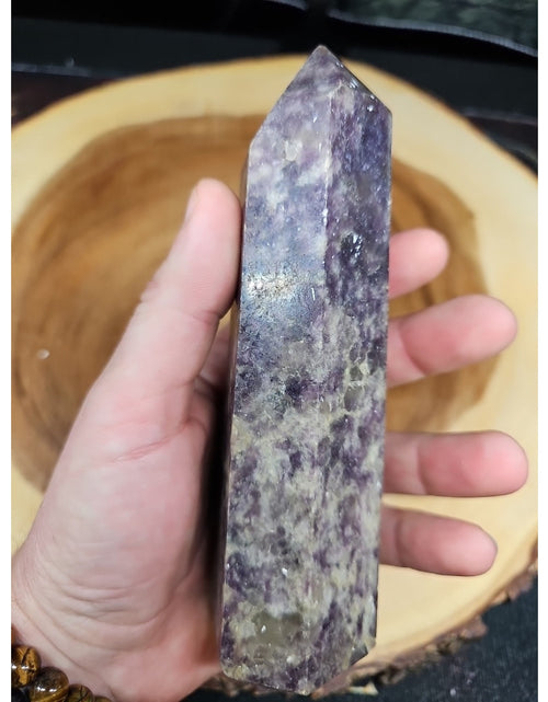 Load image into Gallery viewer, 1ea Natural Purple Mica Lepidolite Crystal Point Tower Africa 505g
