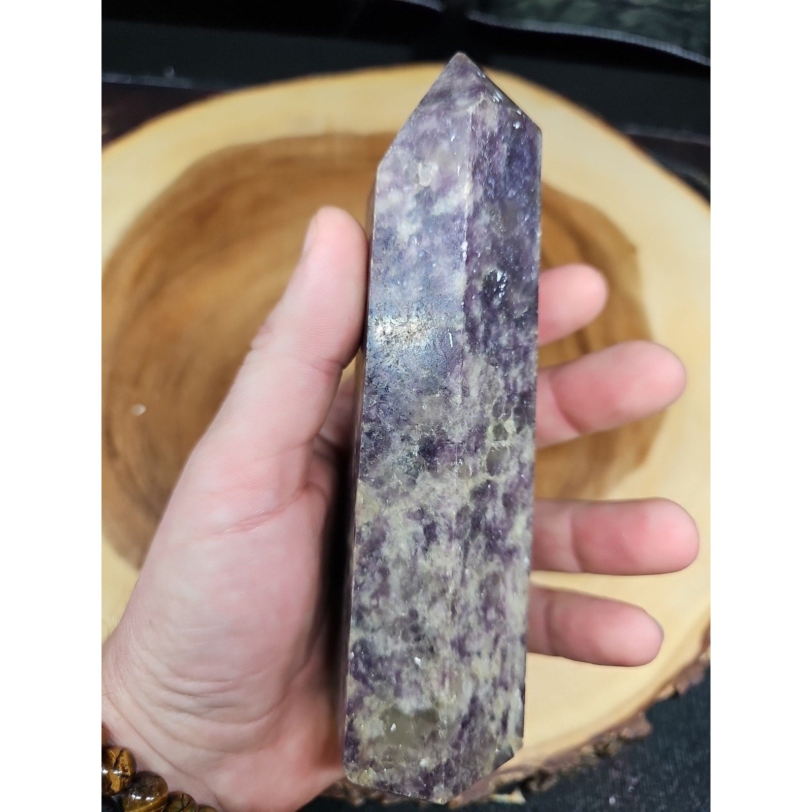1ea Natural Purple Mica Lepidolite Crystal Point Tower Africa 505g