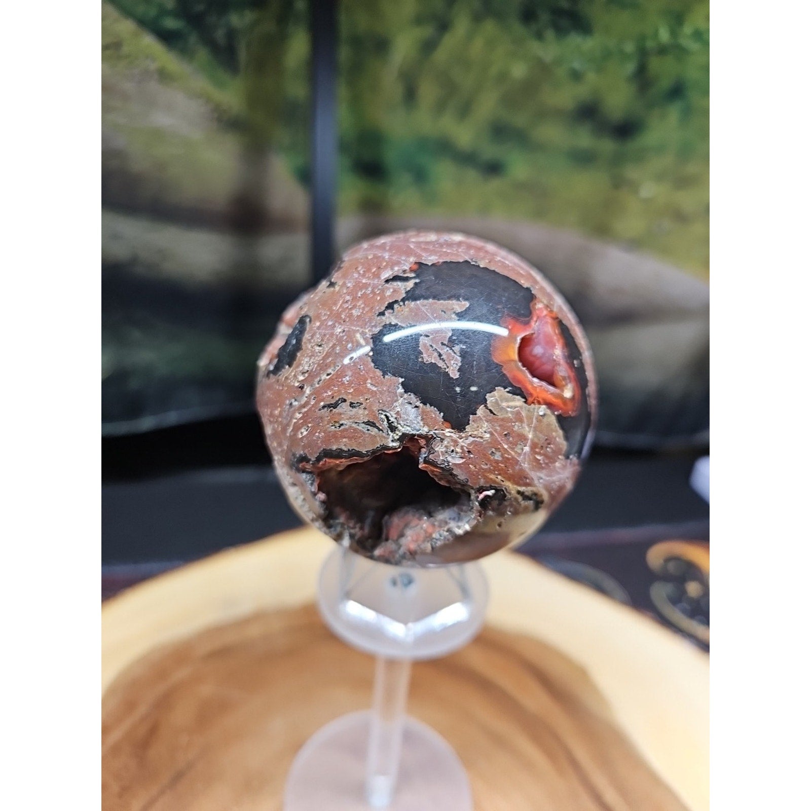 1.17LB Natural Vesuvianite Agate Carnelian Crystal Geode Sphere Ball Healing