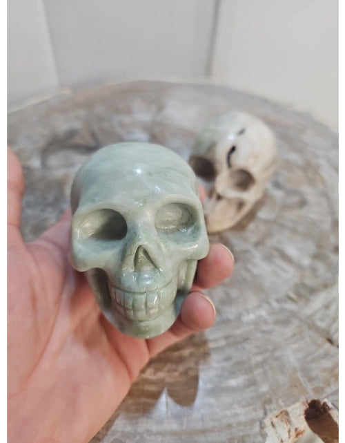Load image into Gallery viewer, 2.18LB 2Pcs Natural Jasper Calcite Skulls Crystal Carving Mixed Stones Healing
