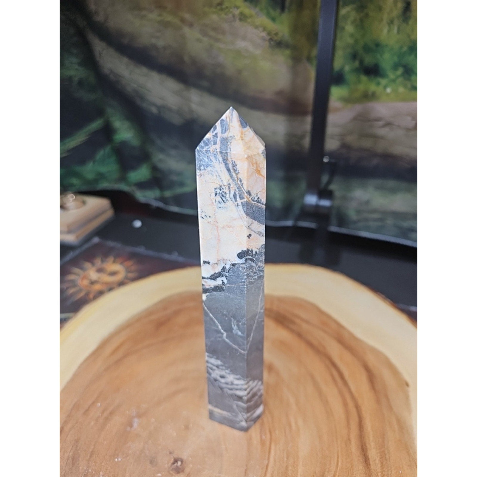 Zebra Stone Tower 390g 7.3/4 In Tall