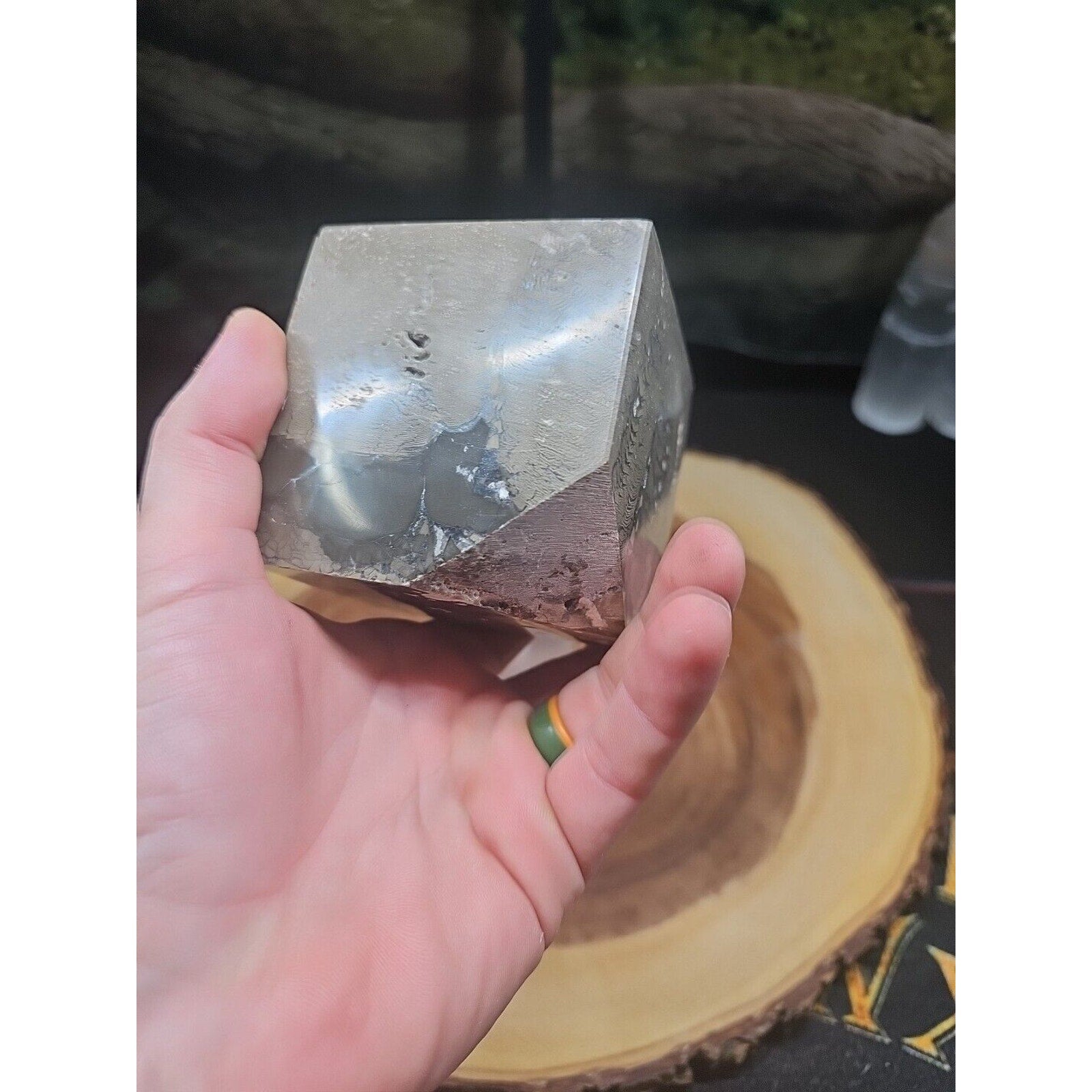 2.41LB 1Pcs Natural Ocean Jasper Onyx Quartz Crystal Geode Square Heptahedron