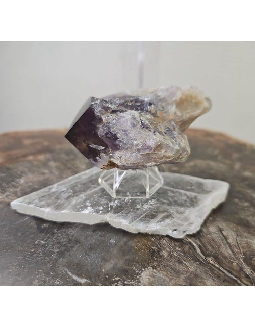 Load image into Gallery viewer, 209g Amethyst Point Crystal W/ Selenite Base Really Great Point!!
