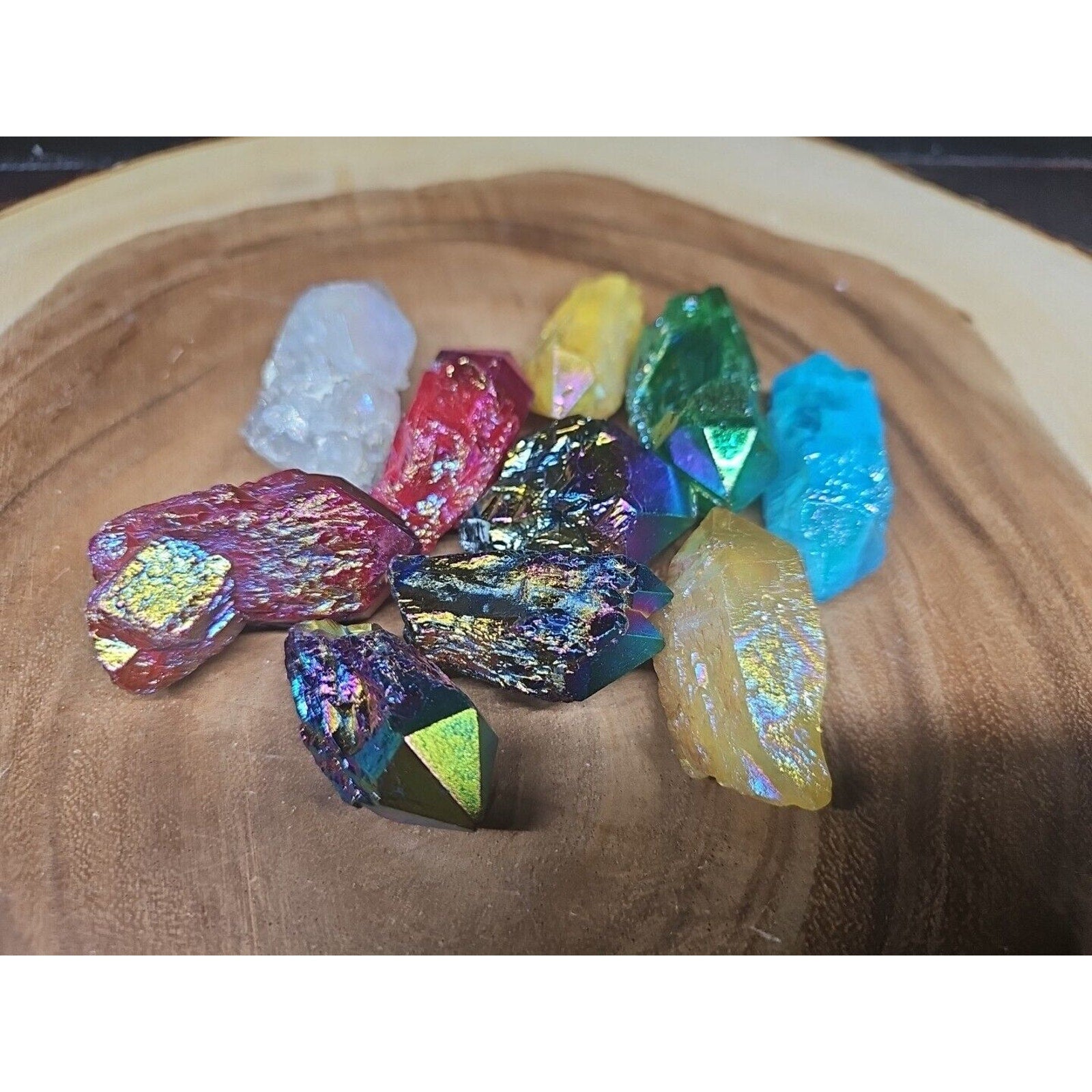 10Pcs .68lbs Rainbow Aqua Aura Quartz Crystal Points Titanium Coating B1