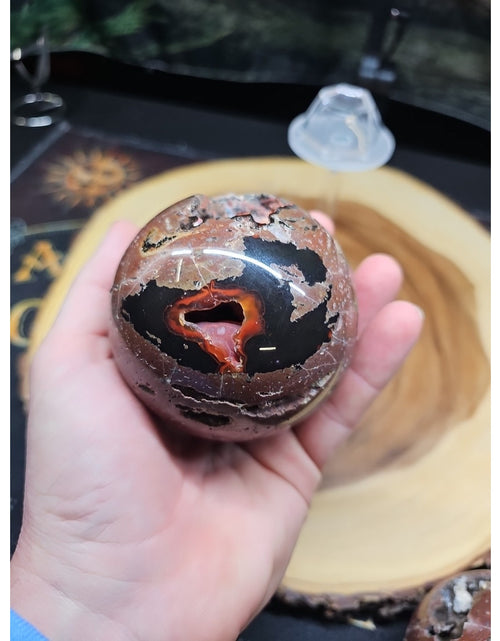Load image into Gallery viewer, 1.17LB Natural Vesuvianite Agate Carnelian Crystal Geode Sphere Ball Healing
