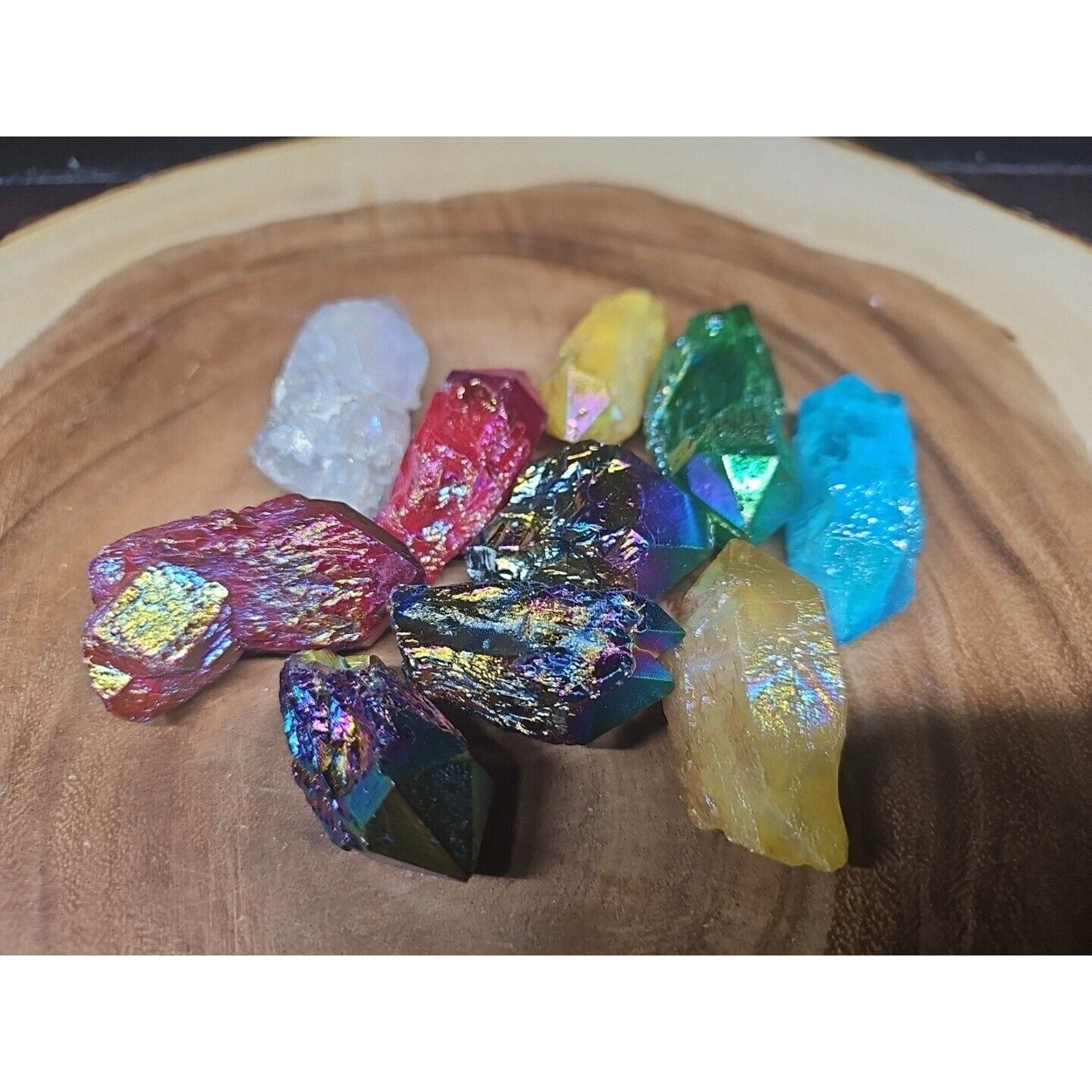 10Pcs .68lbs Rainbow Aqua Aura Quartz Crystal Points Titanium Coating B1