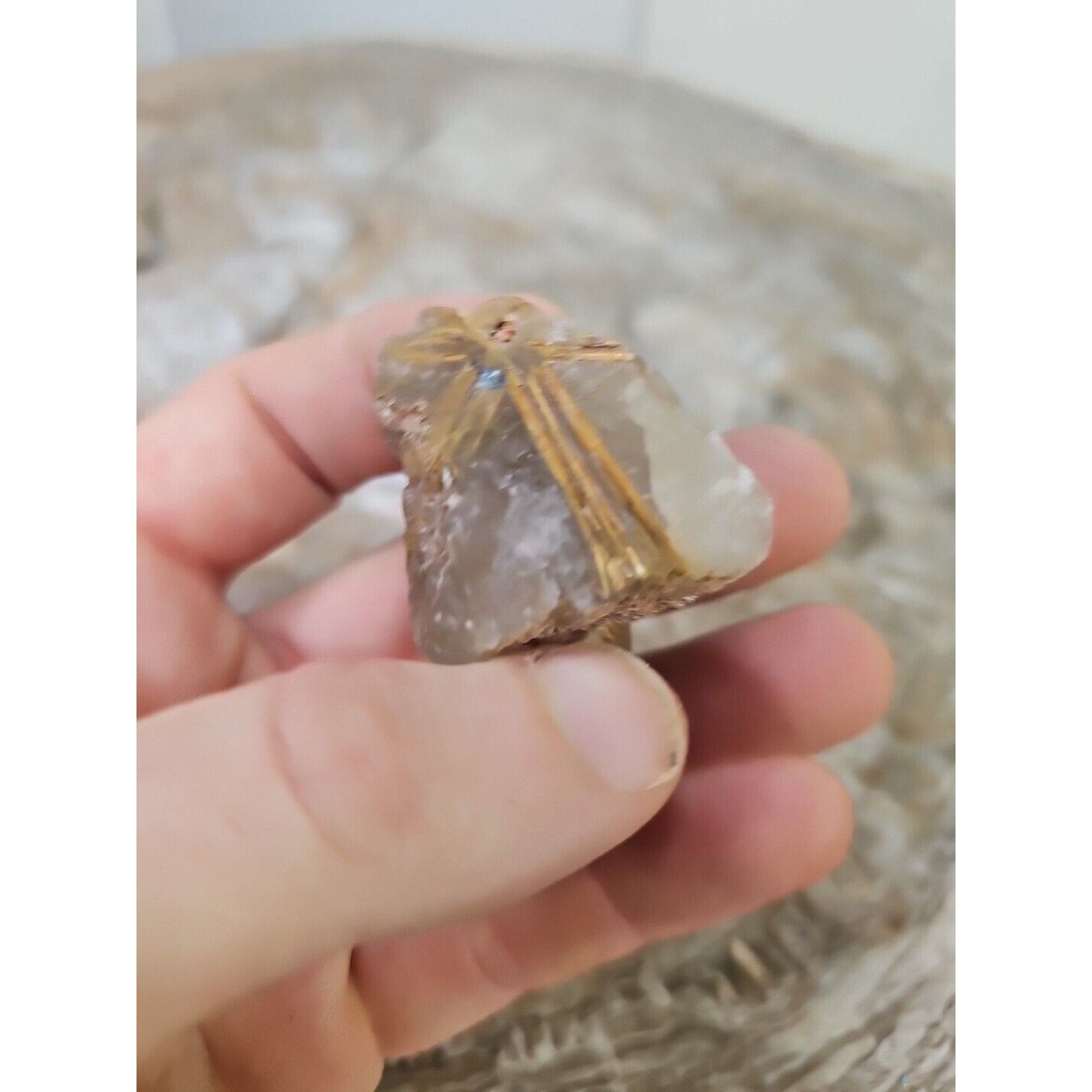 RARE NATURAL Golden Hair Rutilated Quartz Crystal Specimen