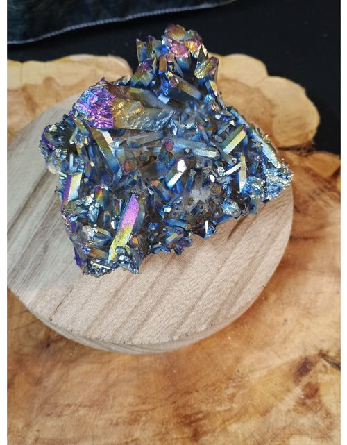 Load image into Gallery viewer, 0.68lb Rainbow Aqua Aura Quartz Crystal Cluster Points Titanium Coating
