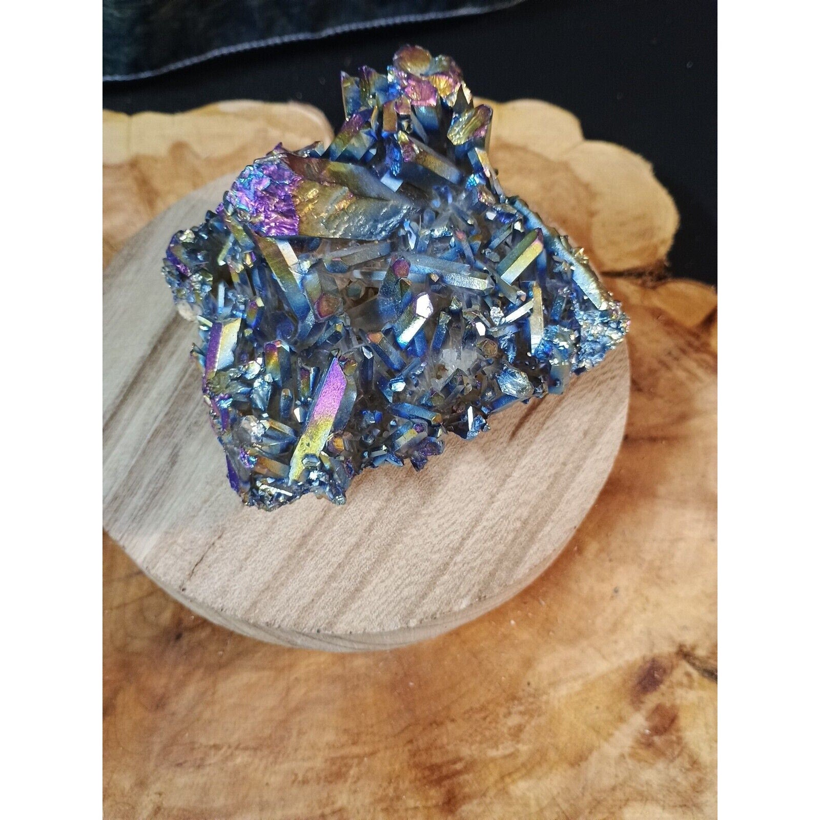 0.68lb Rainbow Aqua Aura Quartz Crystal Cluster Points Titanium Coating