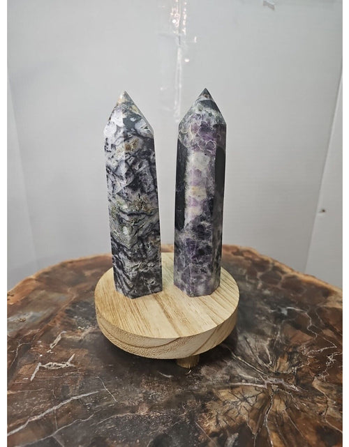 Load image into Gallery viewer, 2Pcs Natural Purple Fluorite Quartz Crystal Point Tower Polished
