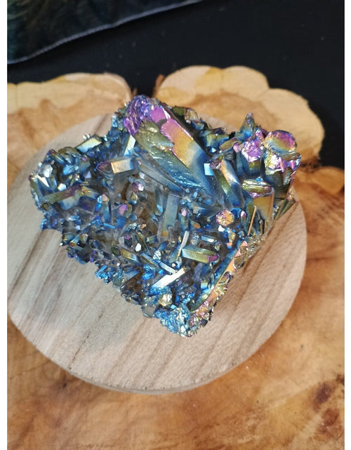 Load image into Gallery viewer, 0.68lb Rainbow Aqua Aura Quartz Crystal Cluster Points Titanium Coating
