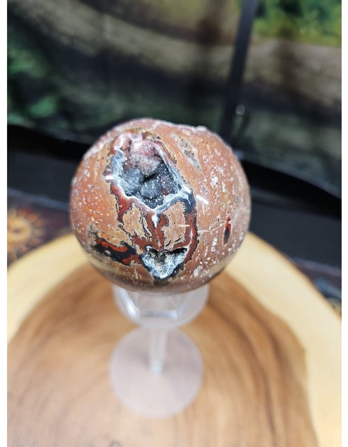 Load image into Gallery viewer, .94LB Natural Vesuvianite Agate Carnelian Crystal Geode Sphere Ball Healing
