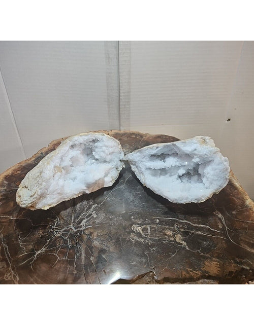 Load image into Gallery viewer, 3.88lbs Large Pair Geode Crystal Moroccan Quartz W /Stand
