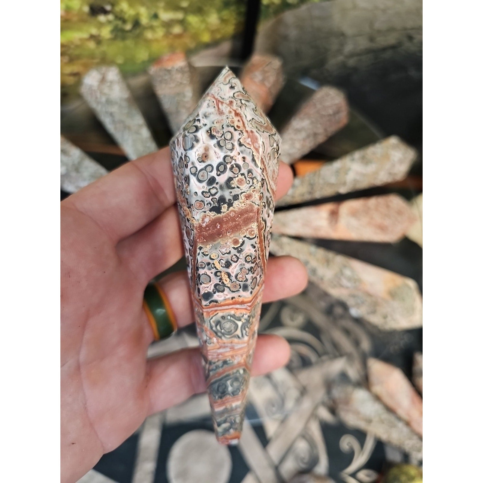 Natural Leopard Skin Jasper Crystal Scepter .30+ Avg 1 Each