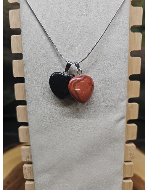 Load image into Gallery viewer, Pendant Necklace 16in Silver Chain Agate Heart
