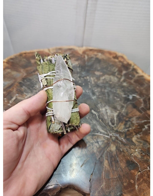 Load image into Gallery viewer, Bay Leaf wrapped crystal W/ Huge White Quartz Healing
