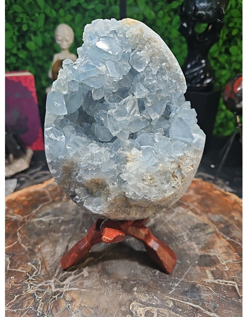 Load image into Gallery viewer, 10.45LB Natural Beautiful Blue Celestite Crystal Geode W/ Stand
