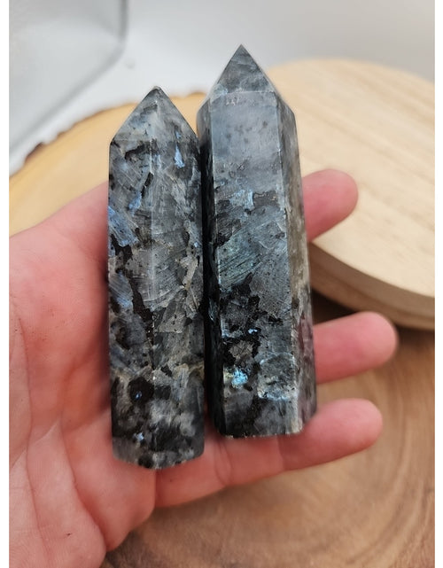 Load image into Gallery viewer, 1 Pair Larvikite Tower .42lb 3.5in Tall
