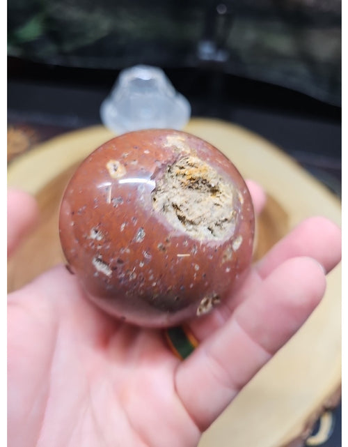 Load image into Gallery viewer, .68LB Natural Vesuvianite Agate Carnelian Crystal Geode Sphere Ball Healing
