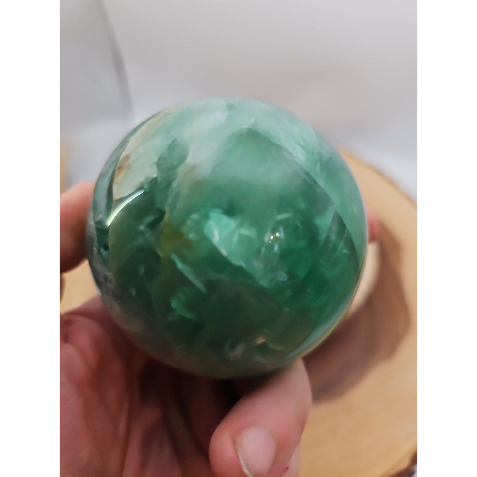 1.59lb Natural Rainbow Fluorite Quartz Crystal Sphere Ball Polished