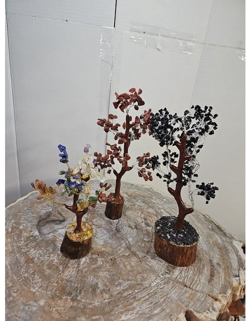 Load image into Gallery viewer, 3 Pcs 300 Carnelian+Amethyst+Crystal Gemstones Golden Branches Bonsai Tree
