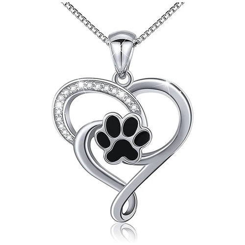 Load image into Gallery viewer, Dog Footprints Heart Necklace
