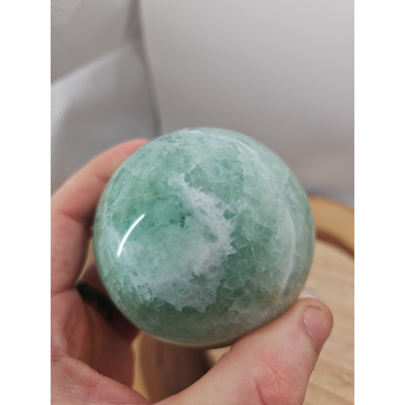 1.43lb Natural Rainbow Fluorite Quartz Crystal Sphere Ball Polished