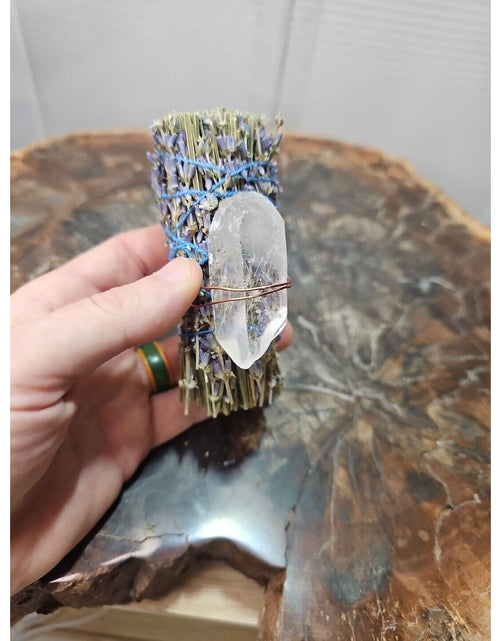 Load image into Gallery viewer, Lavender wrapped crystal W/ Huge White Quartz Healing
