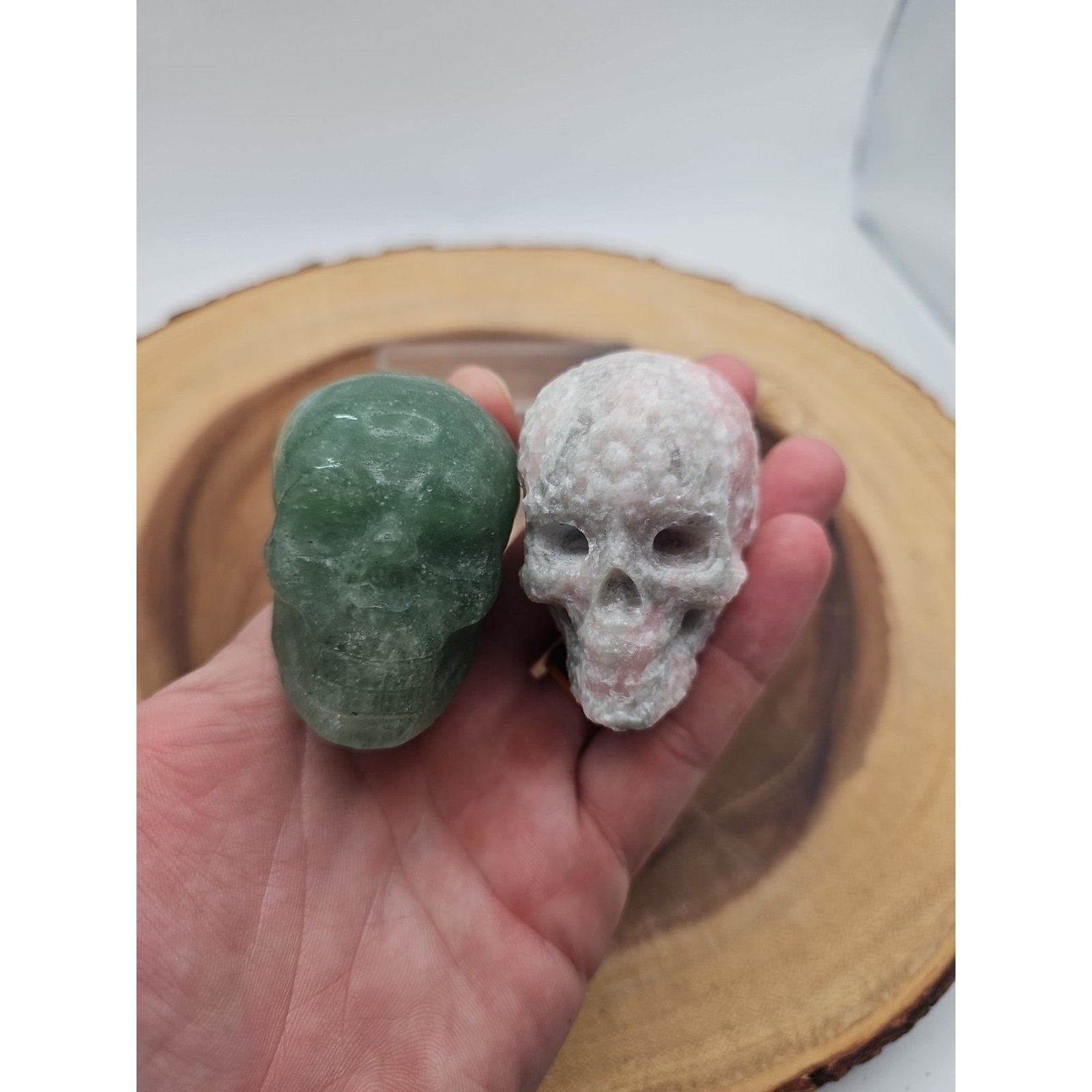Pink Opal &Fluorite Skulls. .60lb 49mm