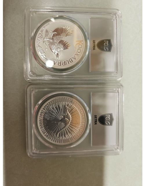 Load image into Gallery viewer, Ultra Breaks 2 coins Kookaburra &amp; Kangaroo MS70 9999 SILVER Pair
