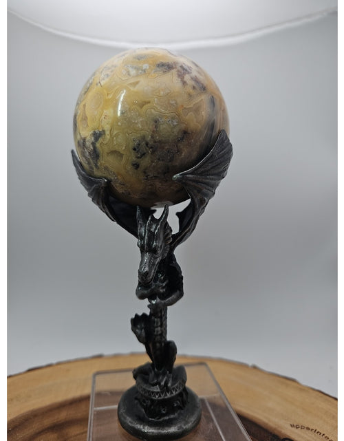 Load image into Gallery viewer, 1.13lb 72mm Crazy Lace Agate W/Dragon Stand
