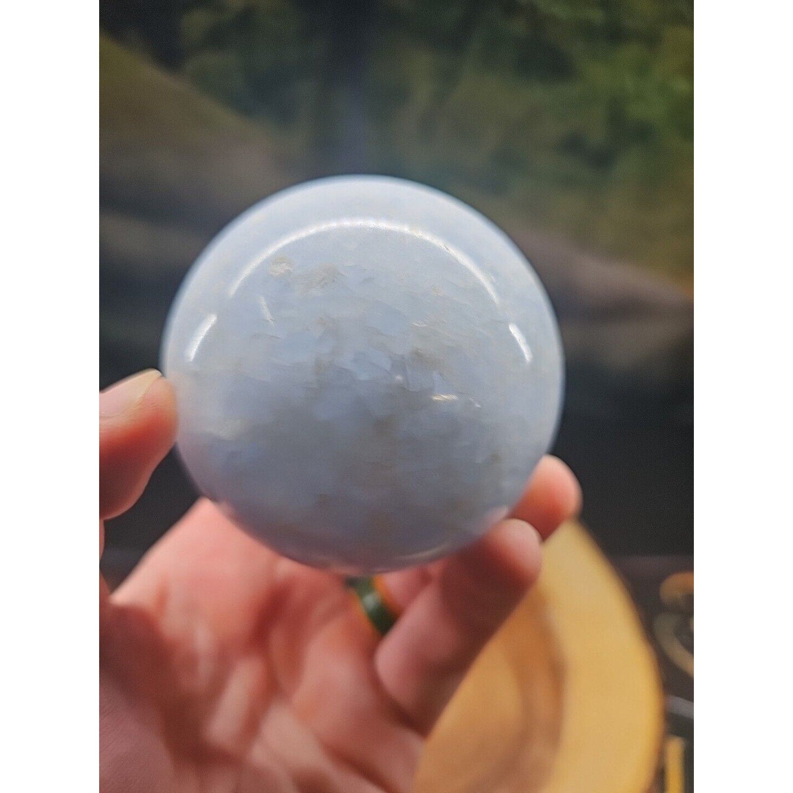 1.29lbs Baby Blue Celestite Quartz Crystal Sphere W/Stand 74mm