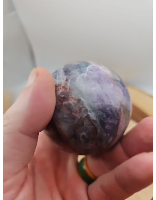 Load image into Gallery viewer, Chevron Amethyst Sphere 335gram 65mm
