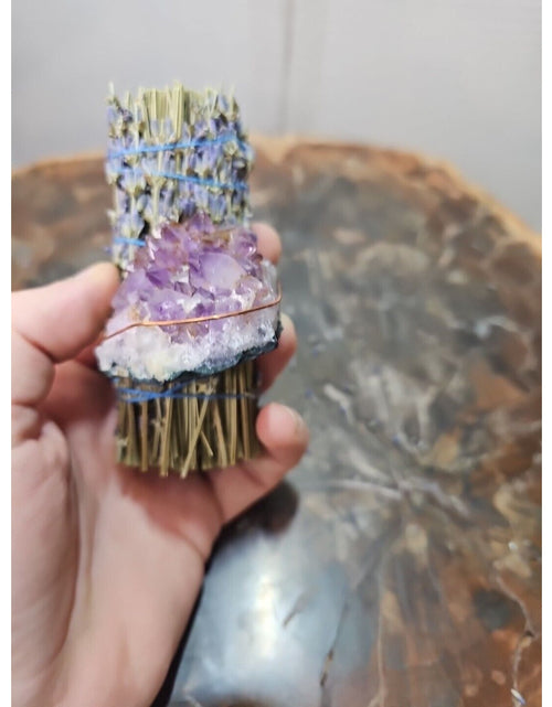 Load image into Gallery viewer, Lavender wrapped crystal W/ Huge Amethyst Healing
