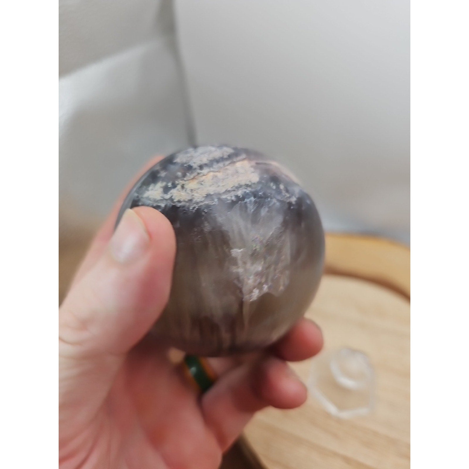 1.30lb Natural Rainbow Fluorite Quartz Crystal Sphere Ball Polished
