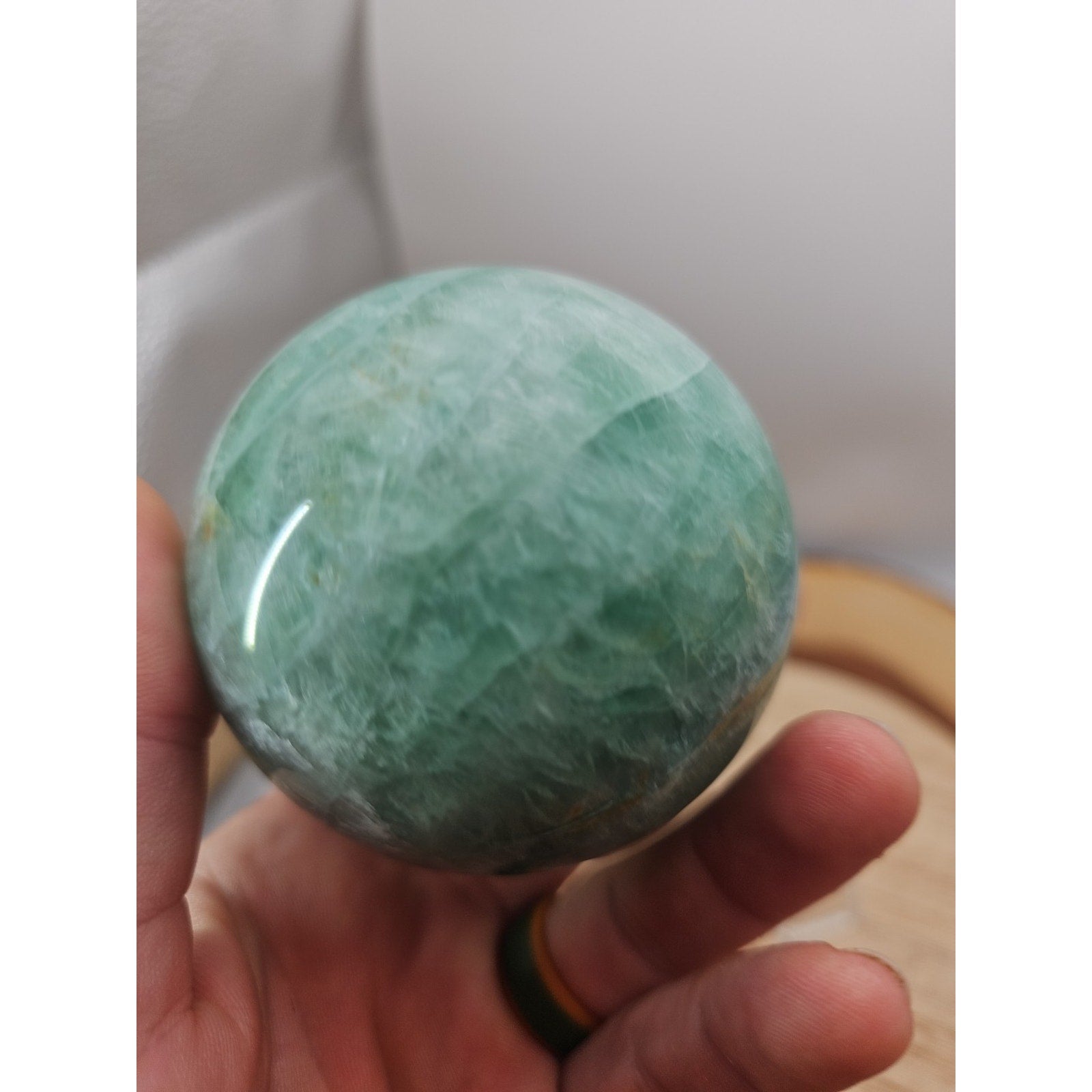 1.43lb Natural Rainbow Fluorite Quartz Crystal Sphere Ball Polished