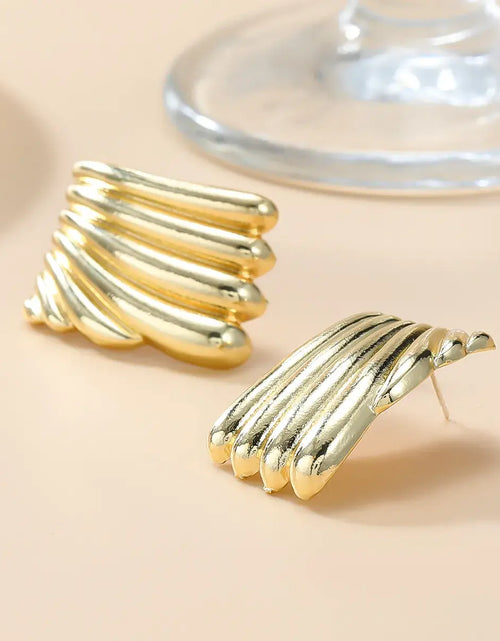 Load image into Gallery viewer, Metal Square Striped Wave Jewelry
