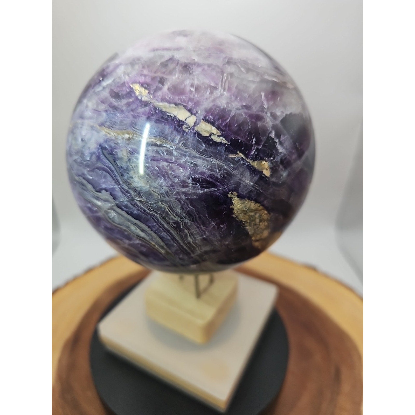 6.4" Natural Rainbow Fluorite Quartz Crystal Sphere