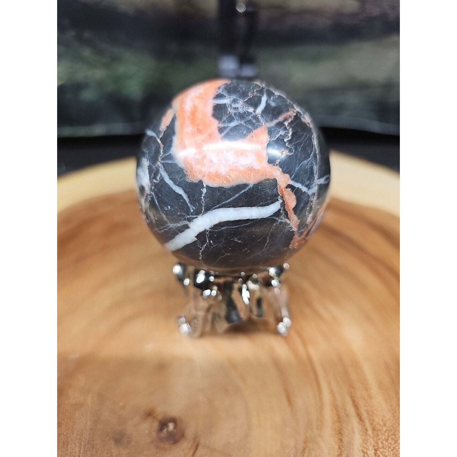 Ocean Jasper Sphere .75lbs 58mm. W/ Elephant Stand