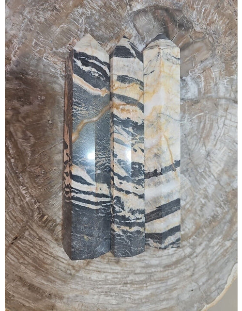 Load image into Gallery viewer, 3.47LB 3Pcs Natural Zebra Rock Jasper Crystal Point Tower Healing Sinkiang
